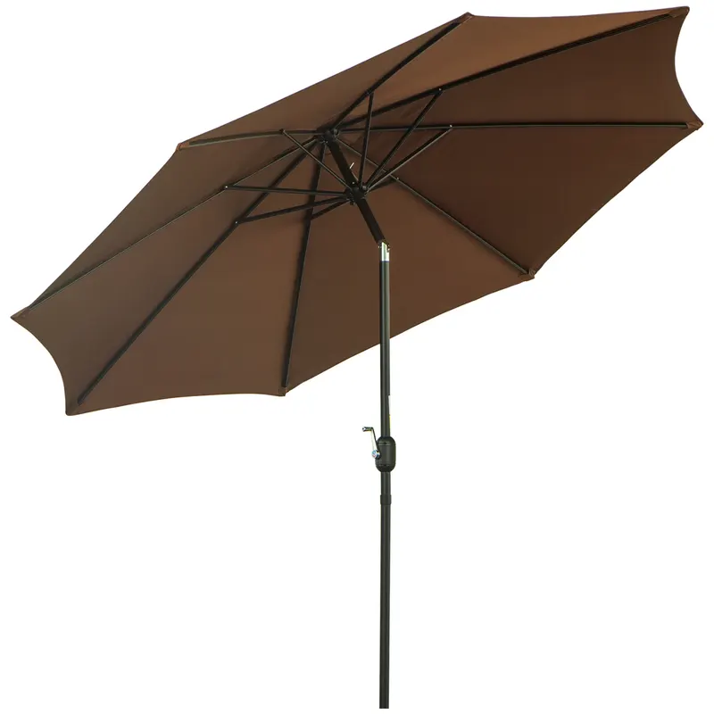 Outsunny Umbrelă de Grădină Inclinabilă 3x2.45m, Poliester Impermeabil, Cafea | Romania