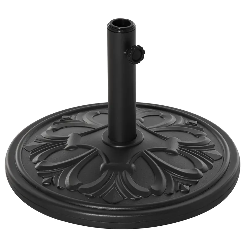 Outsunny Bază Stabilă Rotundă pentru Umbrele, Plastic Rezistent, 13kg, Compatibilă cu Stâlpi 35-38-48mm, Negru | Romania