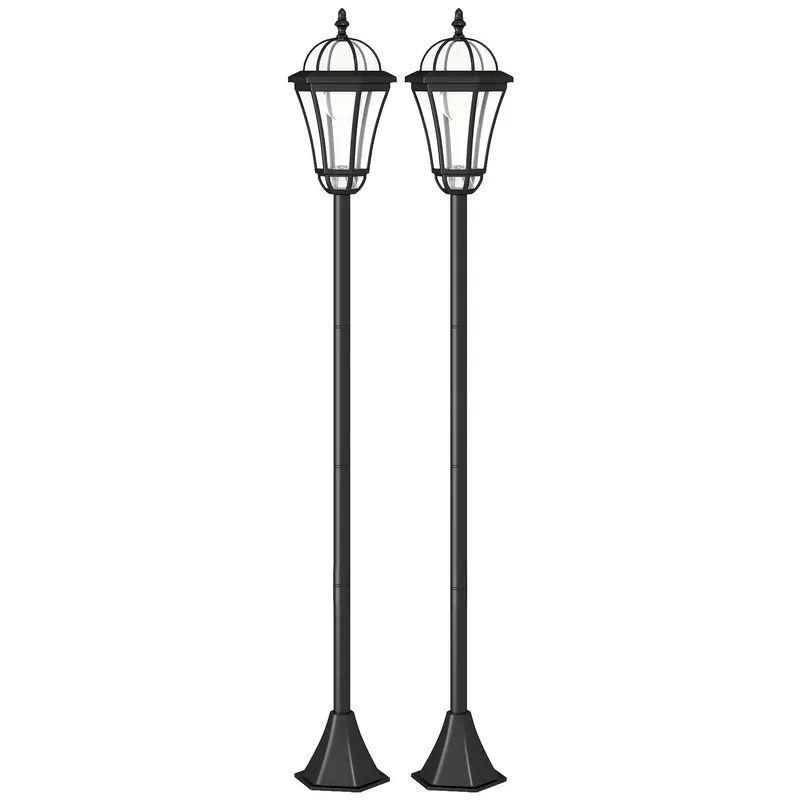 Outsunny Set 2 Lampi Solare de Gradina, Lumini de Exterior Solare cu 2 LED, Aprindere Automata si Durata 6 Ore, Negru | Romania