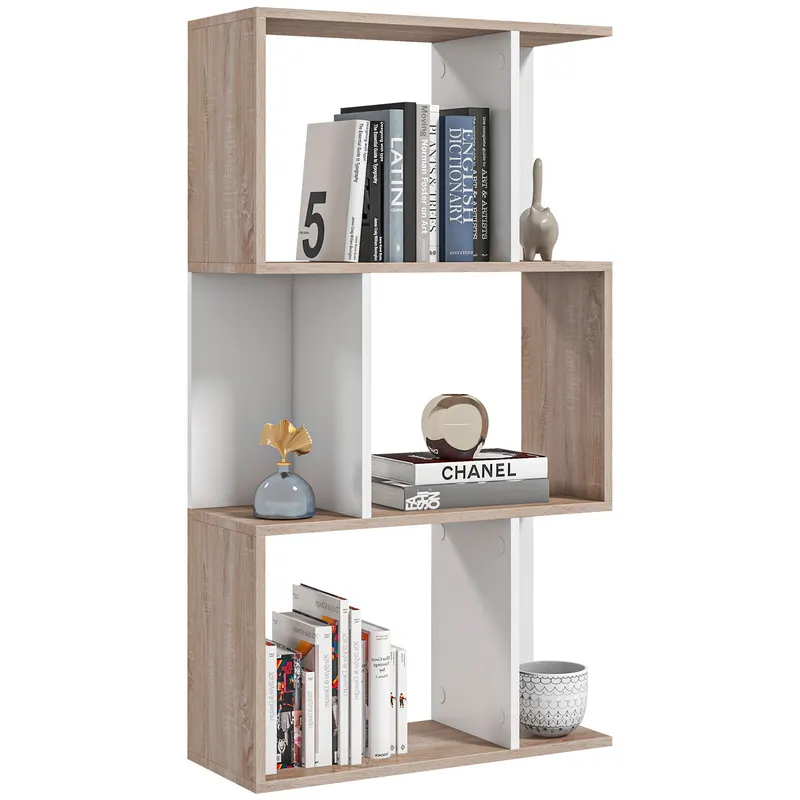Biblioteca de perete, 3 rafturi, 60x24x111.4cm, alba HOMCOM | Romania
