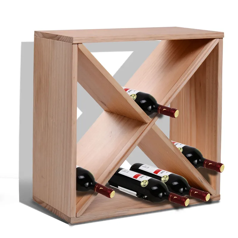 HOMCOM Raft pentru Sticle de Vin și Lichioruri, Capacitate 24 Sticle, Lemn Natural, Design Elegant | Romania