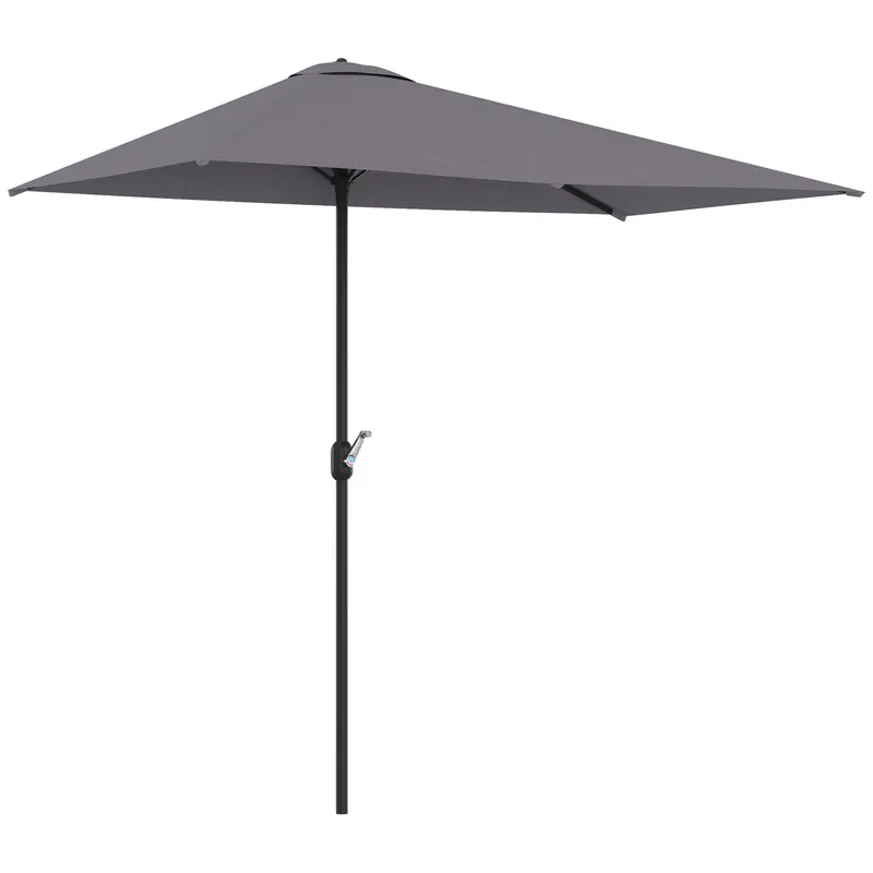 Outsunny Copertină de Perete Semicirculară Gri, cu Manivelă, Design Spațiu-Eficient pentru Terasă și Grădină, Φ270x245cm | Romania