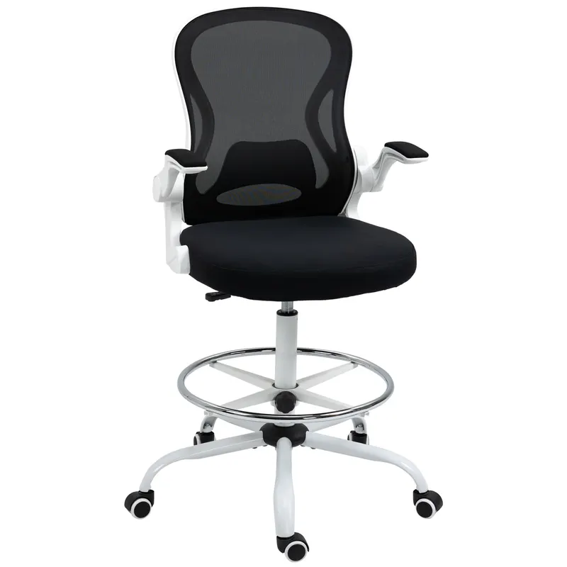 Vinsetto Scaun Ergonomic de Lucru, Cotiere Rabatabile, Suport Lombar, Confort și Design Modern, Ideal pentru Birou | Romania