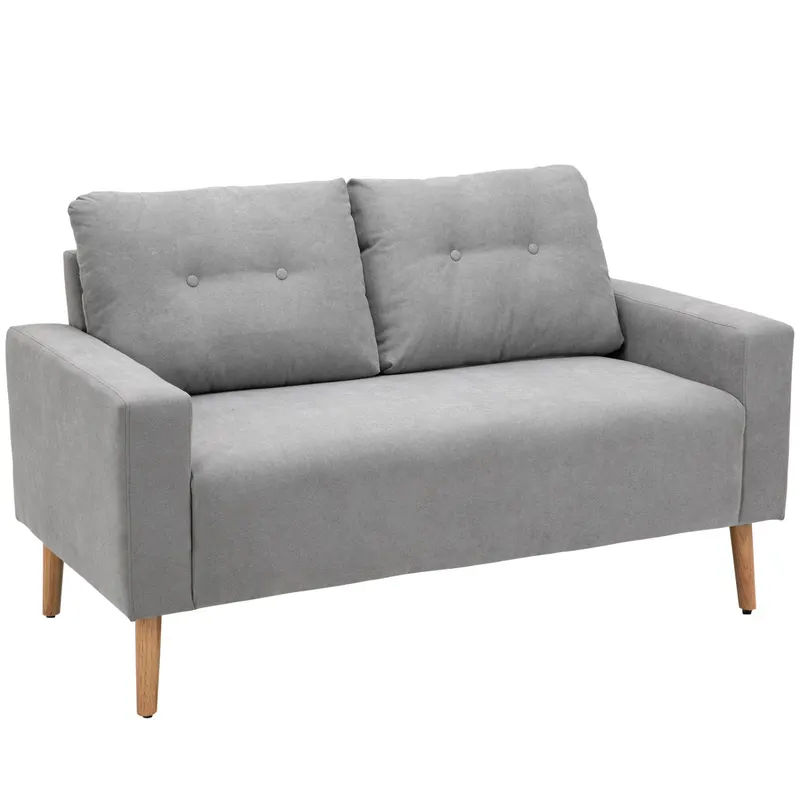 HOMCOM Canapea Compacta 2 Locuri Design Modern, Spate Matlasat, Gri | Romania