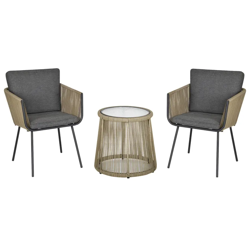 Outsunny Set Mobilier de Grădină cu 2 Șezlonguri Recliner pentru Exterior, cu Pernă Căptușită din PE, 196x65x22 cm, Gri | Romania