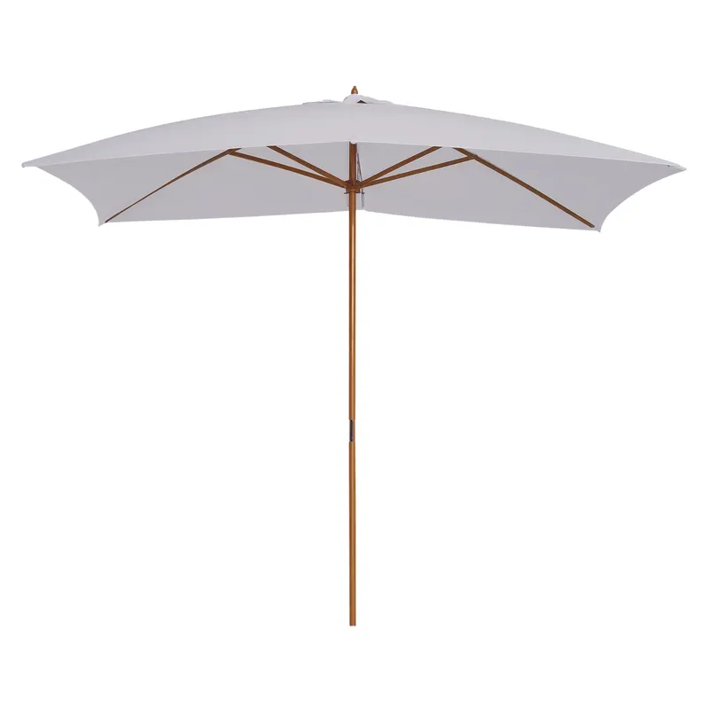 Outsunny Umbrelă de Grădină 2x3m Parasolar Impermeabil din Lemn Lacuit cu Copertină Detașabilă Alb | Romania