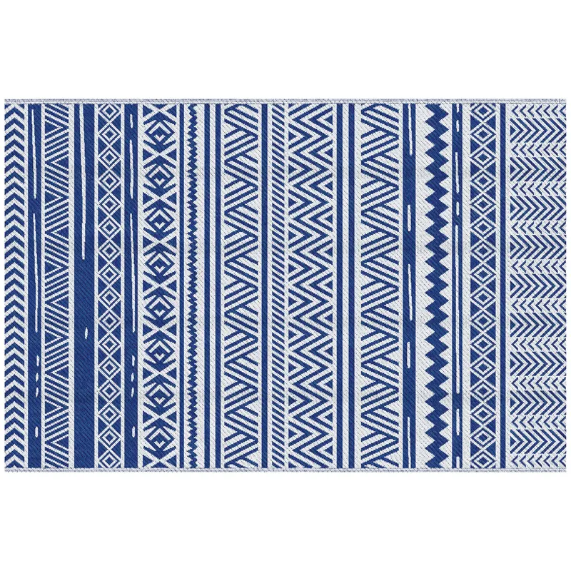 Outsunny Covor pentru Exterior 182x274 cm Reversibil, Covor Pliabil din Polipropilen 310 g/m² Albastru si Alb | Romania