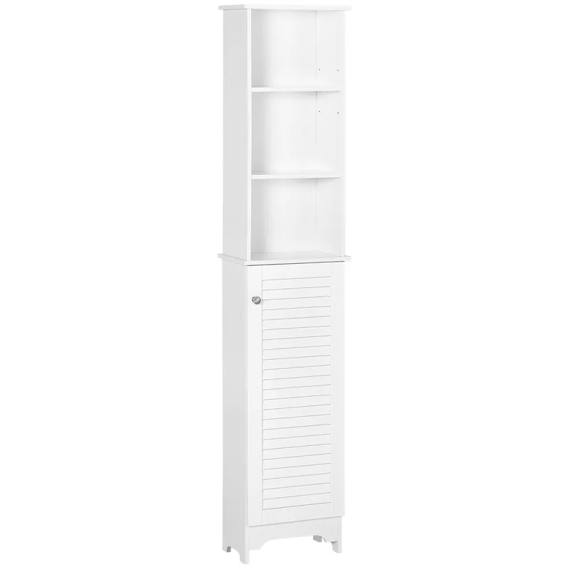 HOMCOM Coloană Baie 3 Niveluri Dulapior Închis Economie Spațiu MDF PAL 34x20x165cm Alb | Romania