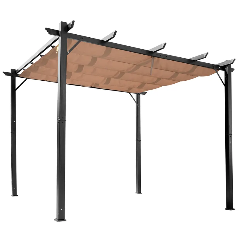 Outsunny Foisor Pergola de Gradina 3X4m Prelata Culisanta in Poliester Impermeabil si Schelet in Aluminiu | Romania