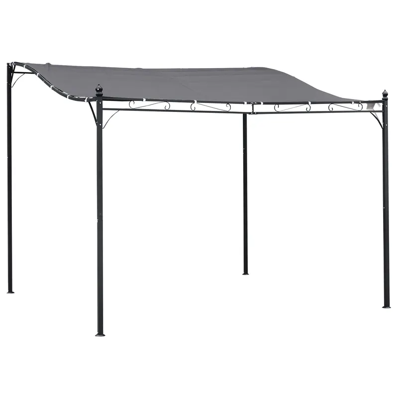 Outsunny Pavilion Cort Foisor 3x3m pentru Gradina sau Terasa cu perdea Gri | Romania