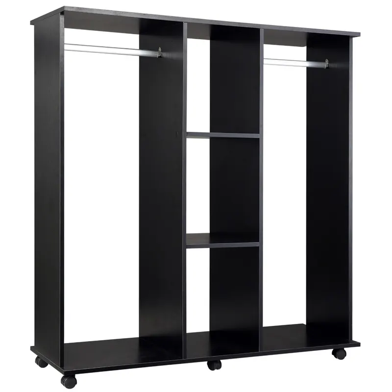 HomCom dulap haine cu 5 rafturi, 120x40x128 cm, negru | Romania