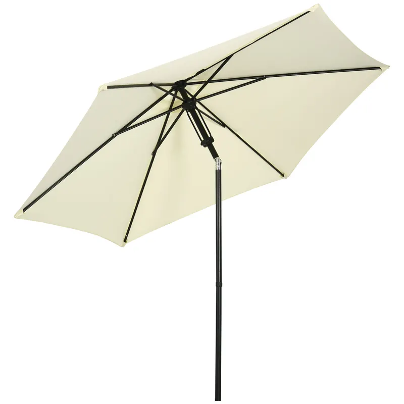 Outsunny Umbrelă de Soare pentru Grădină, Material Poliester și Structură Metalică cu 6 Bare, Ø262x243cm, Bej și Negru | Romania