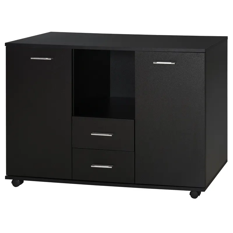 Vinsetto Dulap Mobil pentru Birou, Suport pentru Fax, Scanner, Imprimantă, cu 4 Roti, Design Modern, Negru | Romania