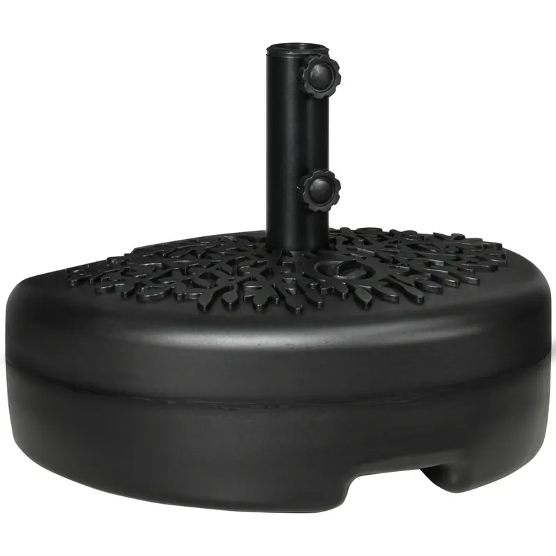 Outsunny Baza Umbrelei Semicirculare Umplută cu Nisip sau Apă, Suport Umbrelă de Soare Montat pe Perete pentru Stâlpi 38-48mm, Negru | Romania