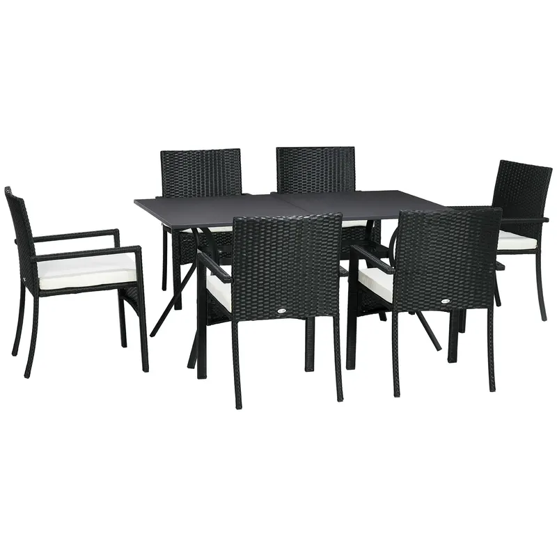 Outsunny Set de 7 Piese din Ratan pentru Luat Masa, Set de Mese | Romania