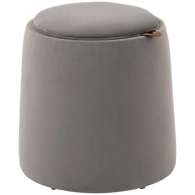Otomana rotunda cu tava superioara, taburet din material textil cu atingere catifea, masuta de cafea HOMCOM | Romania