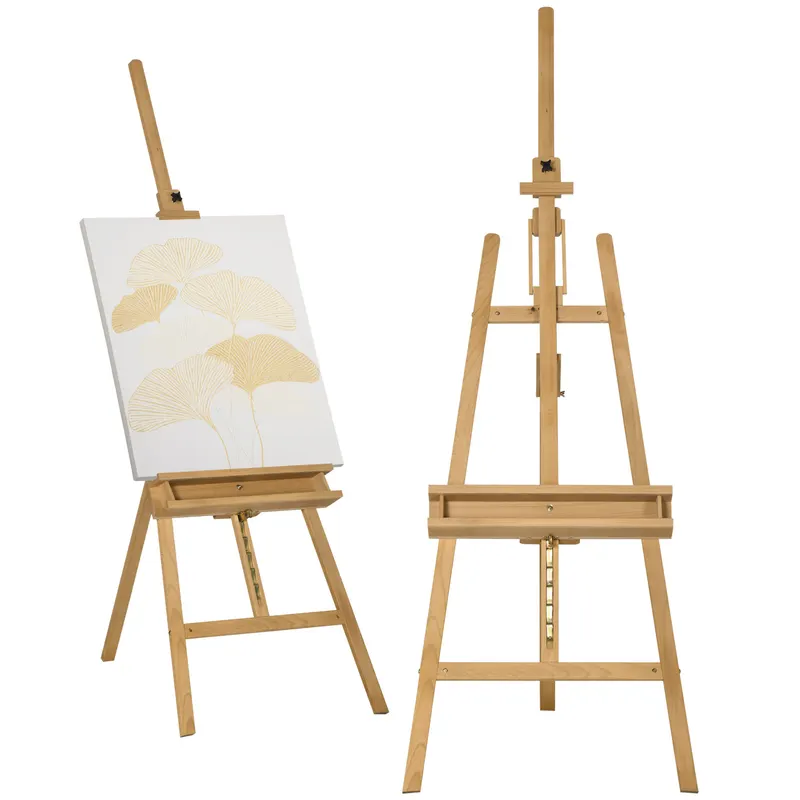 Vinsetto Sevalet pentru Pictura Pliabil din Lemn de Fag cu Inaltime si Inclinare Reglabile, 65x110x180-235 cm, Lemn natur | Romania