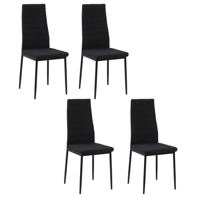 Set 4 scaune captusite pentru sufragerie, mobilier modern, scaun negru, scaun pentru bucatarie HOMCOM | RO