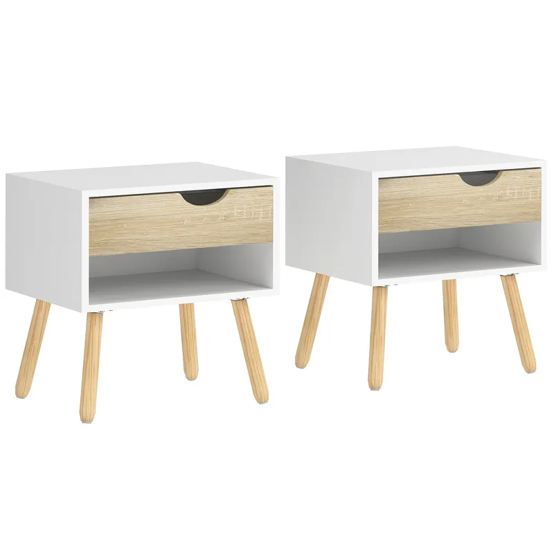 HOMCOM Noptiere Moderne cu Sertar și Raft, Design Modern și Funcțional, Ideal pentru Cameră de Dormit, Albastru | Romania