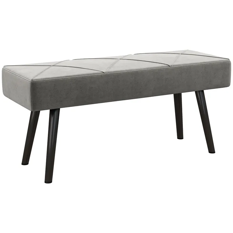 HOMCOM Danca Depozitare, Velvet Tapițat, cu Picioare de Oțel, pentru Dormitor, Living, Sufragerie, Hol, 100x36x45 cm, Gri | Romania