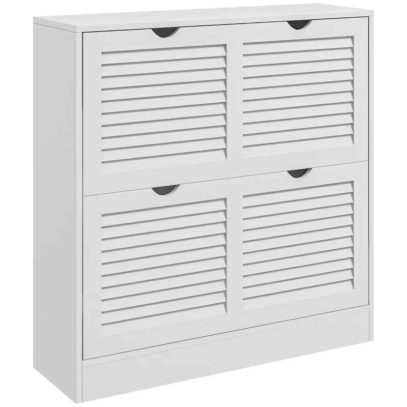 Dulap Ingust pentru Pantofi, Dulap Ingust pentru Depozitarea Pantofilor cu 2 Usi Rabatabile 81,5x25x83cm HOMCOM | Romania