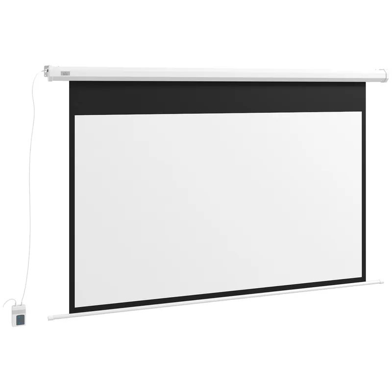 Ecran de Proiectie Motorizat de 84 de inci, 4K HD 16:9, cu Doua Telecomenzi pentru Interior/Exterior 215x8x140cm HOMCOM | Romania