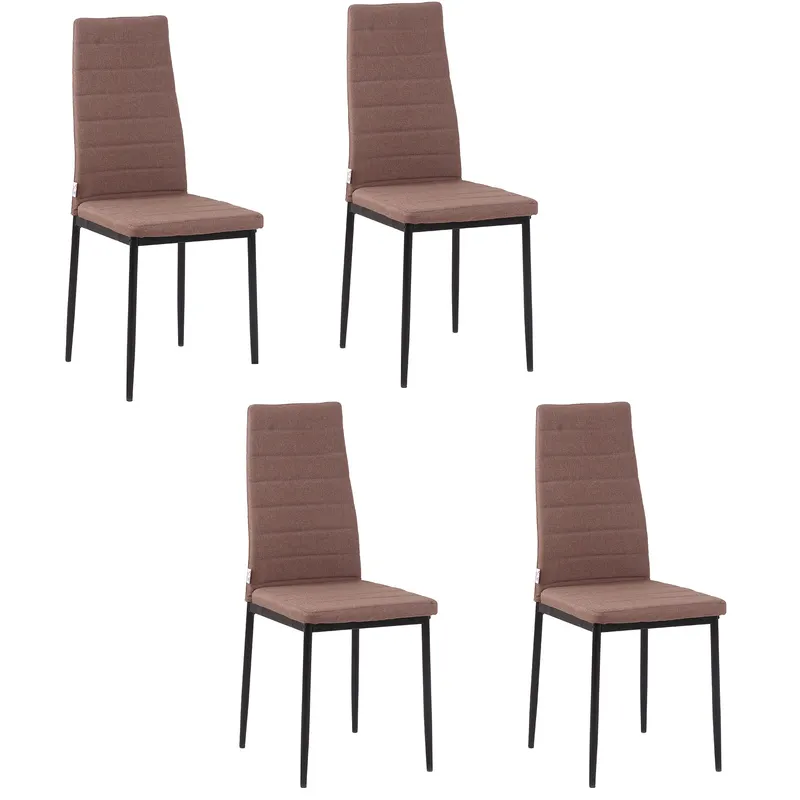 Set 4 scaune captusite pentru sufragerie, Scaune de bucatarie, din metal si material textil kaki HOMCOM | Romania