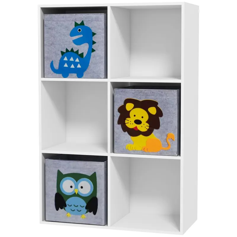ZONEKIZ Organizator pentru Jucarii, Dulap de Depozitare cu Trei Sertare din Material, Raft Organizator, 61,8x29,9x91,5 cm, Alb | Romania