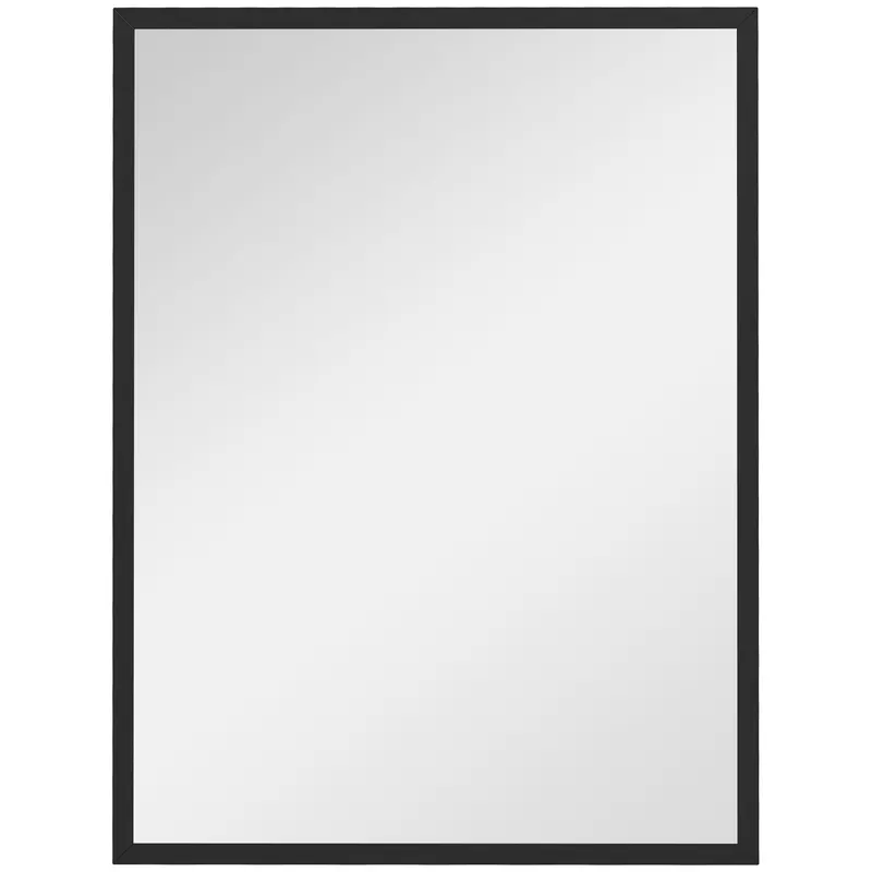 HOMCOM Oglindă Dreptunghiulară de Perete cu Cârlige, Sticlă și MDF, 60x80 cm, Negru | Romania