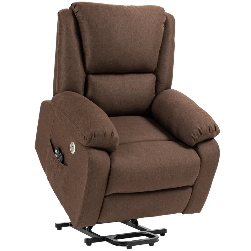 HOMCOM Scaun Electric Rabatabil cu 8 Puncte de Masaj și Suport pentru Picioare, Fotoliu Modern din Țesătură, 87x92x105 cm, Cafea | Romania