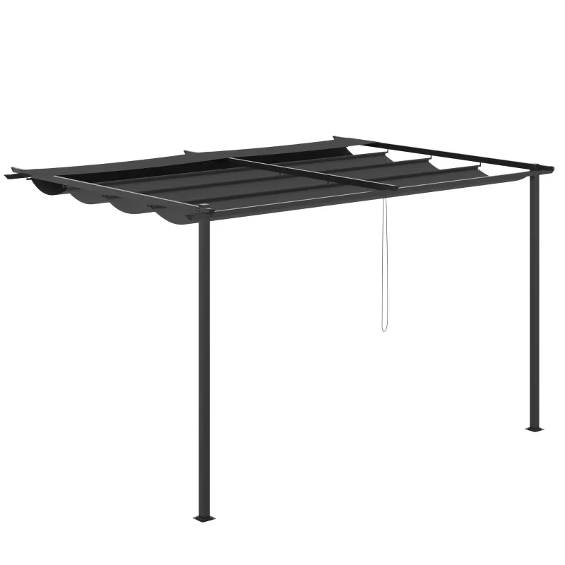 Foisor tip pergola Outsunny cu acoperis culisant, suruburi si carlige incluse, otel si poliester 390x290x220 cm, gri | Romania