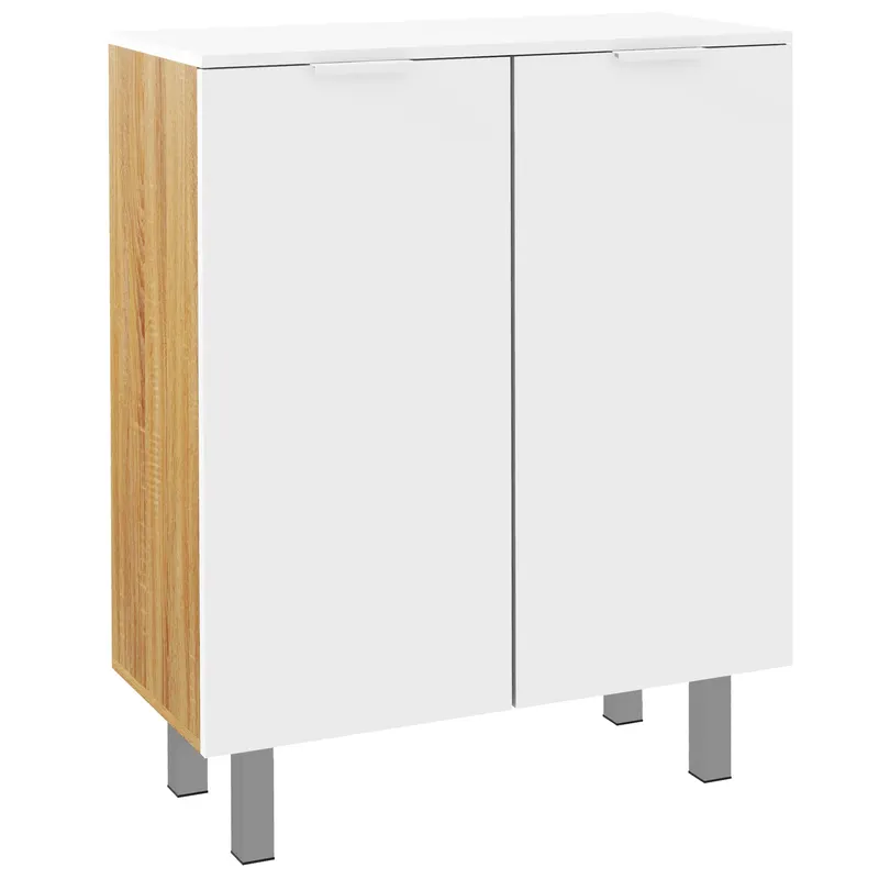 HOMCOM Dulap pentru Pantofi, Dulap pentru Pantofi cu Rafturi Reglabile și Închidere Moale, 76x33.5x95 cm, Alb Lucios | Romania