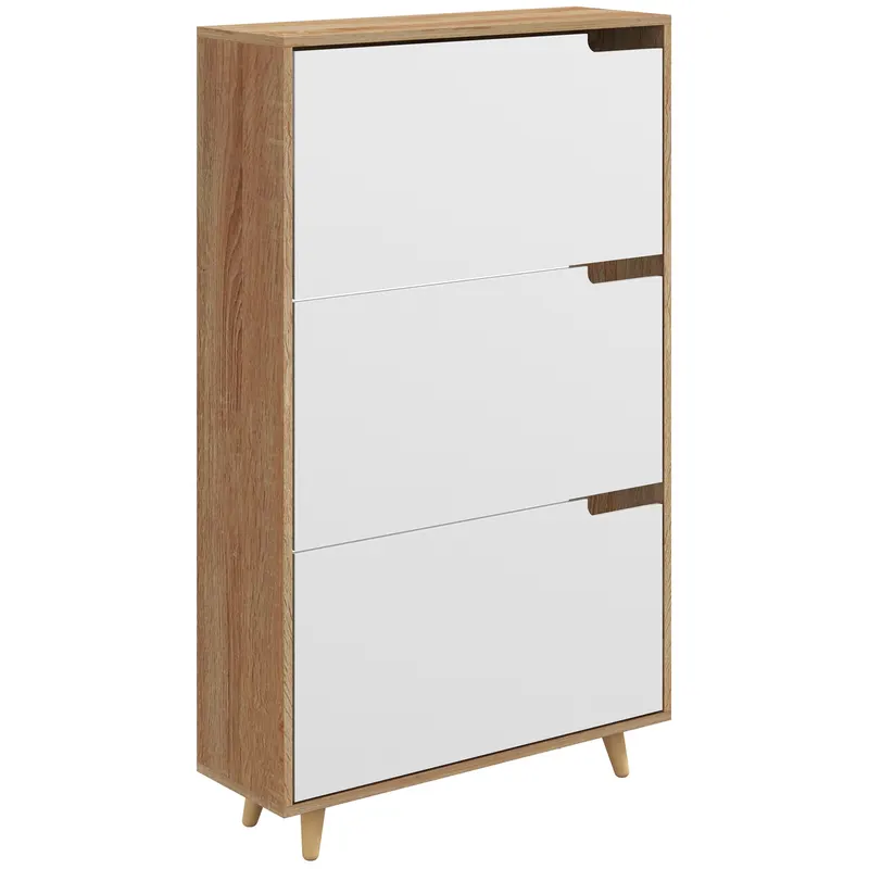 HOMCOM Dulap pentru Pantofi cu Economie de Spațiu cu 3 Sertare și Raft Reglabil, Suport Subțire pentru, 72x24x119 cm, Alb | Romania