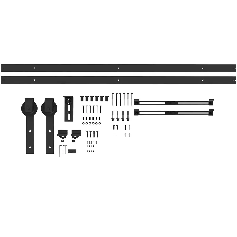 HOMCOM Kit pentru Ușă Glisantă cu Instalare fără Perforare pentru o Singură Ușă, Kit Modern pentru Ușă Glisantă, 244x0.5x4 cm, Negru | Romania