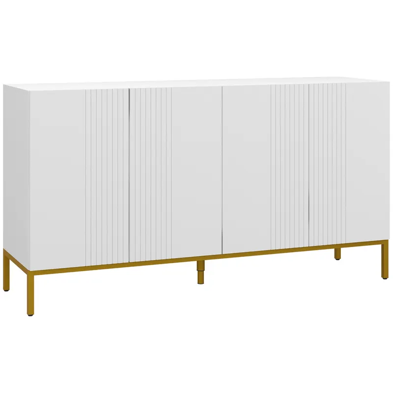 HOMCOM Bufet Modern pentru Living cu 4 Uși și Rafturi Reglabile, Închidere Moale, 140x40x75 cm, Alb | Romania