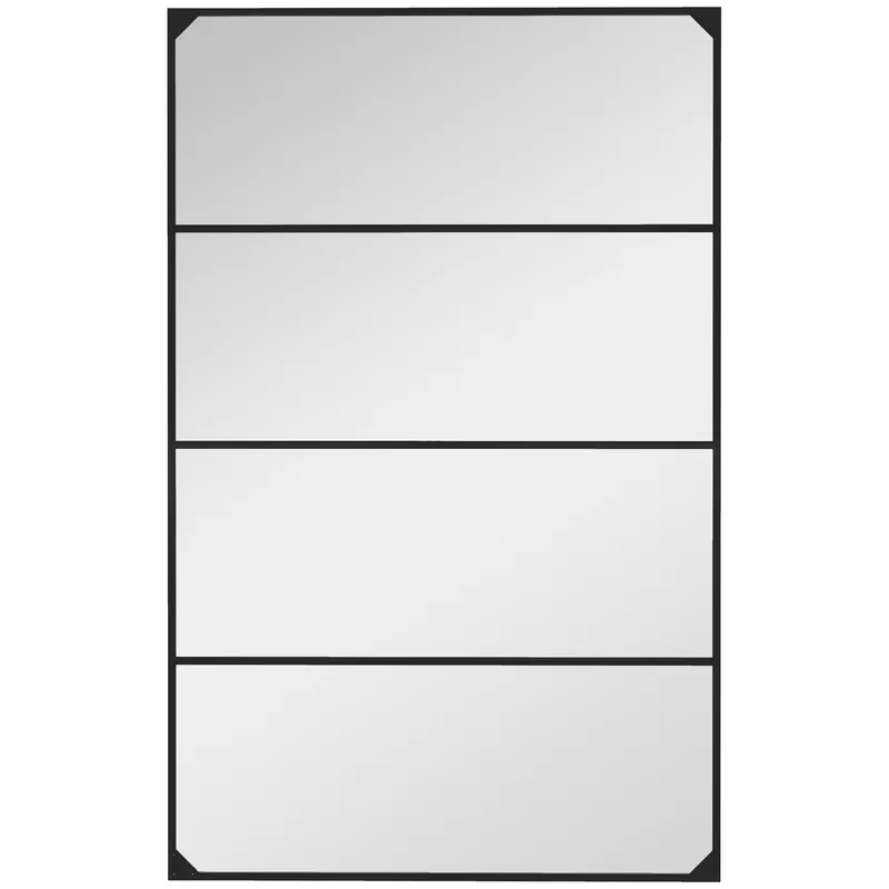 HOMCOM Oglindă Industrială de Perete, Oglindă Dreptunghiulară cu Ramă Metalică, Oglindă Decorativă, 109x2x69 cm, Negru | Romania