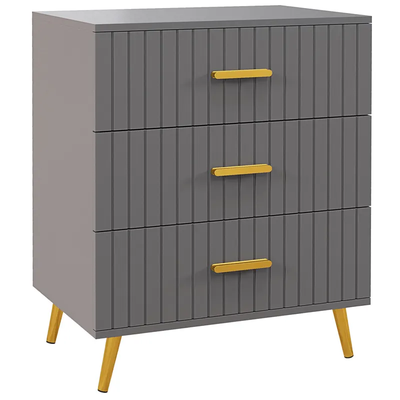 HOMCOM Comodă pentru Dormitor, Dulap Modern cu 3 Sertare, Sertar de Depozitare cu Picioare din Aluminiu, 60x40x71.5 cm, Gri Închis