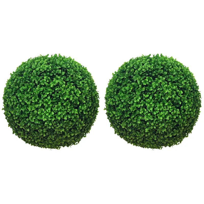HOMCOM Set de 2 Bile Artificiale, Bile de Arbori Topiari din Buxus, Ø40cm, Verde | Romania