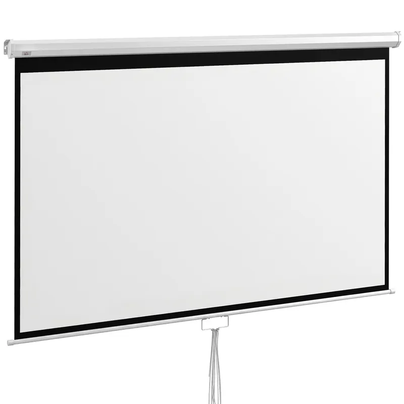 HOMCOM Ecran Proiector 100", 16:9, Montaj Perete/Tavan, Material Mat Premium, Blocare Automată, 221x124 cm, Alb | Romania