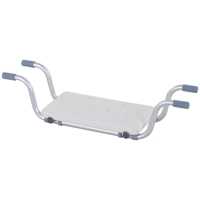 HOMCOM Scaun pentru Cadă din Aliaj de Aluminiu, Plastic și Lățime Reglabilă, 73-83x22x18 cm, Alb | Romania