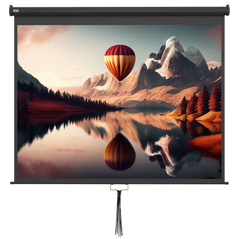 HOMCOM Ecran de Proiecție 100 Inch Reglabil, cu Montare pe Tavan și Perete, Pânză pentru Proiector, 203x152 cm, Negru | Romania