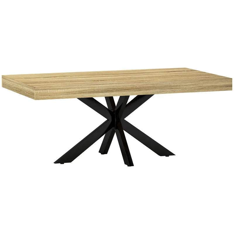 HOMCOM Măsuță de Cafea Industrială, Masă Dreptunghiulară cu Cadru din Oțel Încrucișat pentru Camera de Zi, 110x60x45 cm, Natural