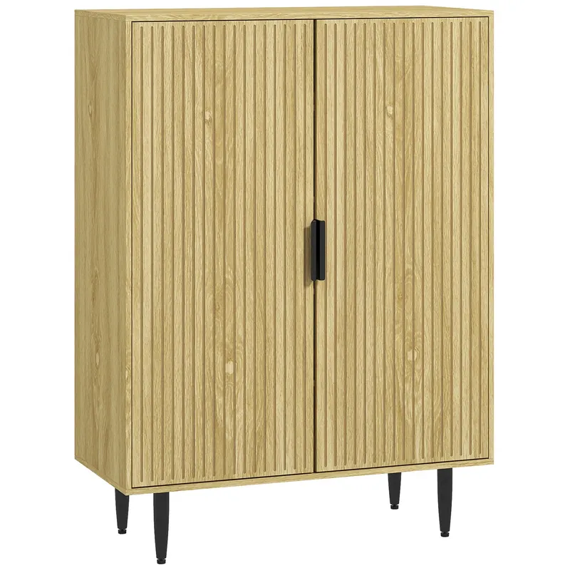 HOMCOM Dulap Pantofi 5 Niveluri cu Rafturi Reglabile, Picioare Metalice, Design Elegant Stejar, Stabil și Sigur, 80x38x110 cm | Romania