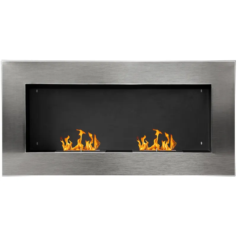 HOMCOM Semineu pe Bioetanol incalzitor Realizat din Inox cu 2 Arzătoare, aparat de incalzire ecologic 110x54x14cm |Romania