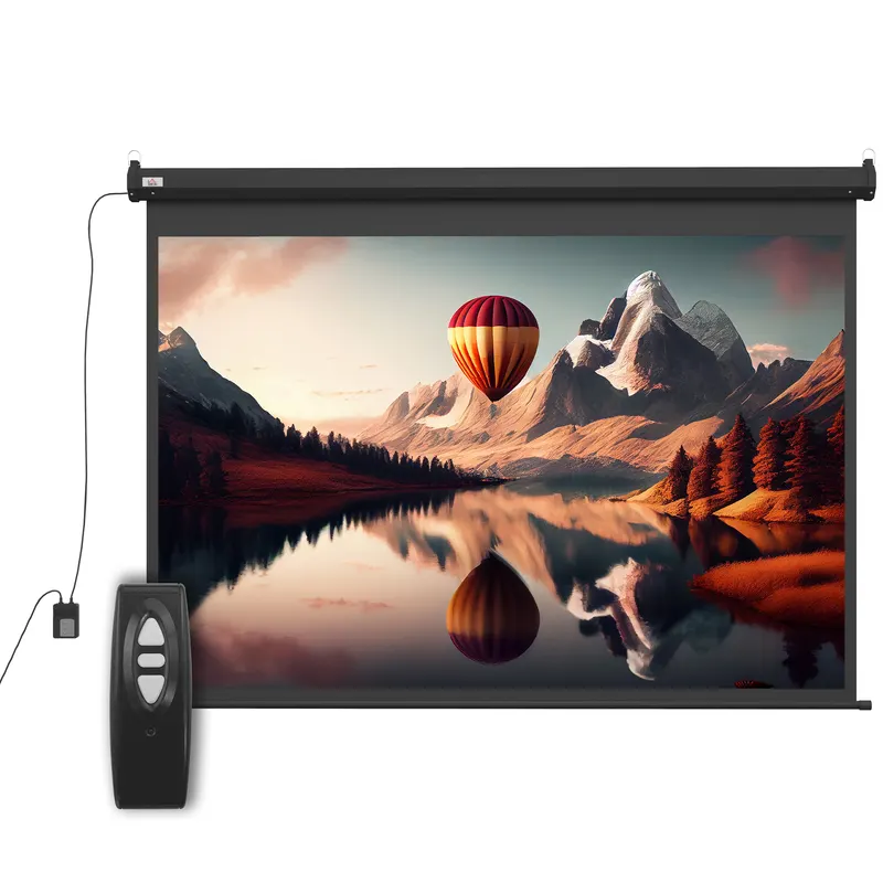HOMCOM Ecran Proiecție, 100 inch, Format 4:3 Reglabil cu Telecomandă, Ecran de Proiecție Compact, 203x152 cm, Negru | Romania
