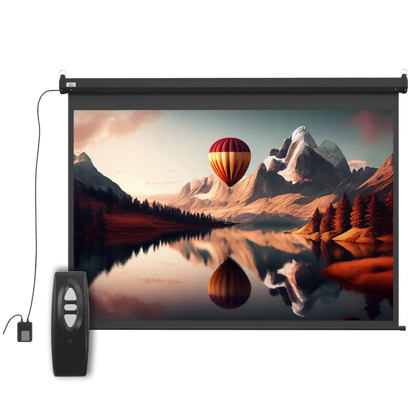 HOMCOM Ecran pentru Proiector de 84 inch, Reglabil cu Telecomandă, Ecran de Proiecție Compact, 171x130 cm, Negru | Romania