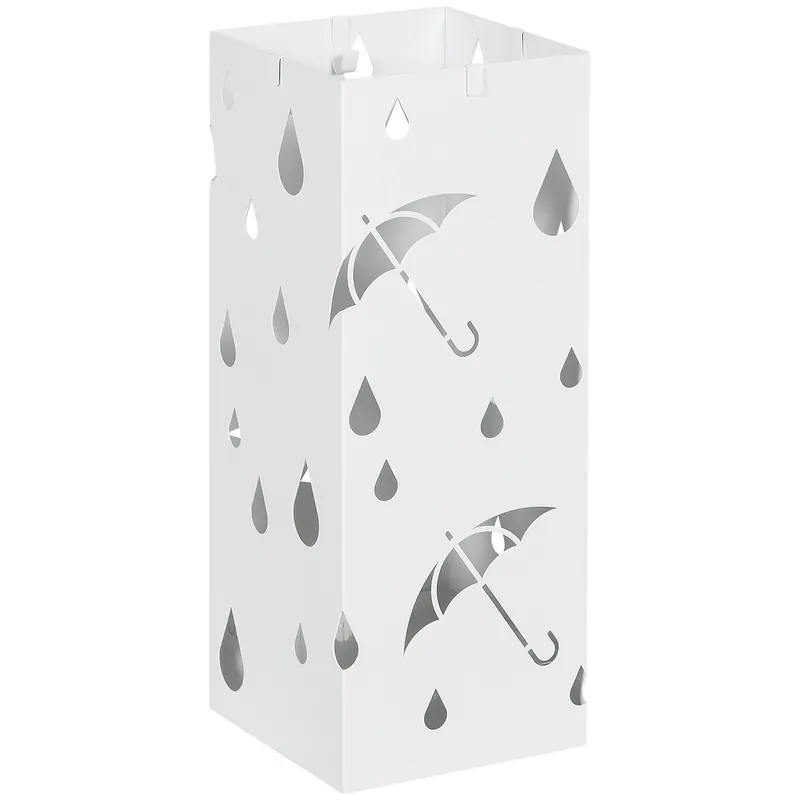 HOMCOM Suport pentru Umbrele din Metal cu 4 Cârlige, Suport pentru Umbrele cu Design Modern, 15,5x15,5x41 cm, Alb | Romania