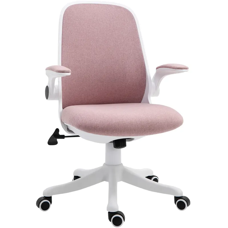 Vinsetto Scaun de Birou Balansoar cu Înălțime Reglabilă din Țesătură Efect Catifea, 62,5x60x94-104 cm, Roz | Romania