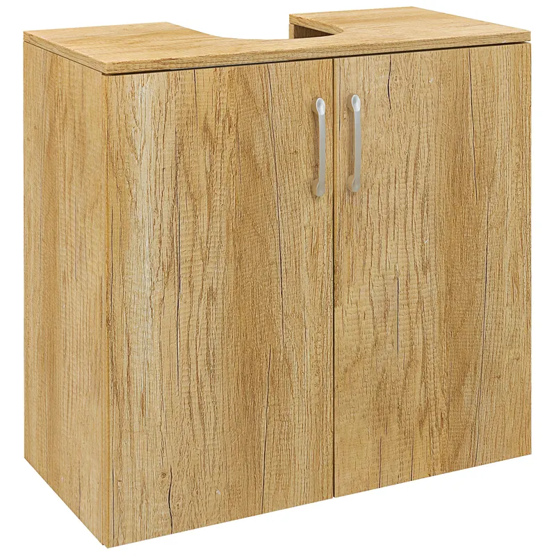 HOMCOM Mobilier de Baie Modern Sub Chiuvetă, Dulăpior Suspendat cu 2 Uși și 2 Rafturi, 60x30x60 cm, Lemn Natural | Romania