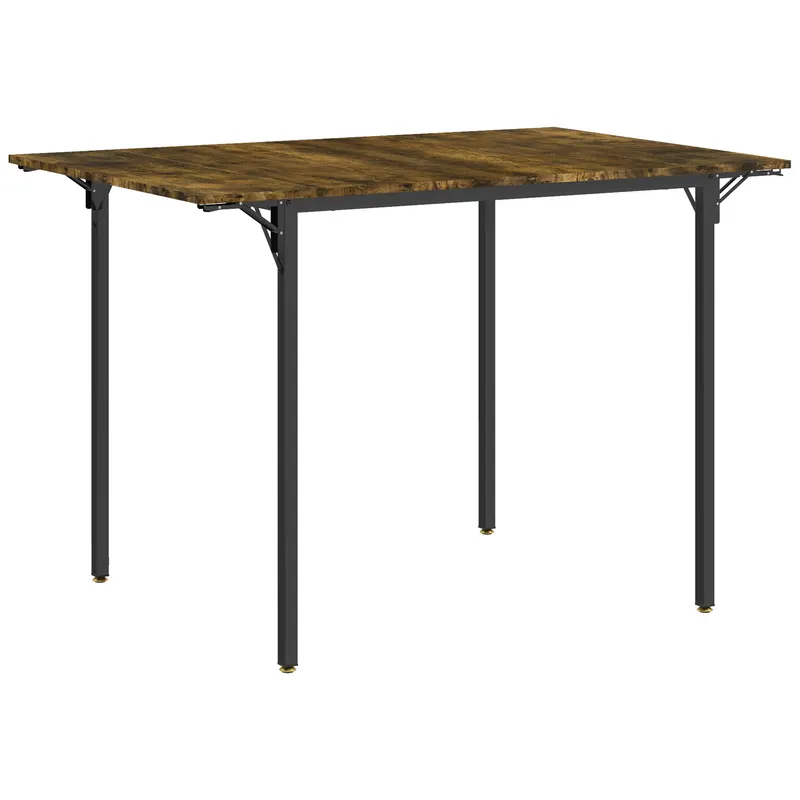 HOMCOM Masă Pliabilă Stil Industrial pentru 2-4 Persoane cu 2 Laturi Extensibile, 120x79x79 cm, Maro Rustic | Romania